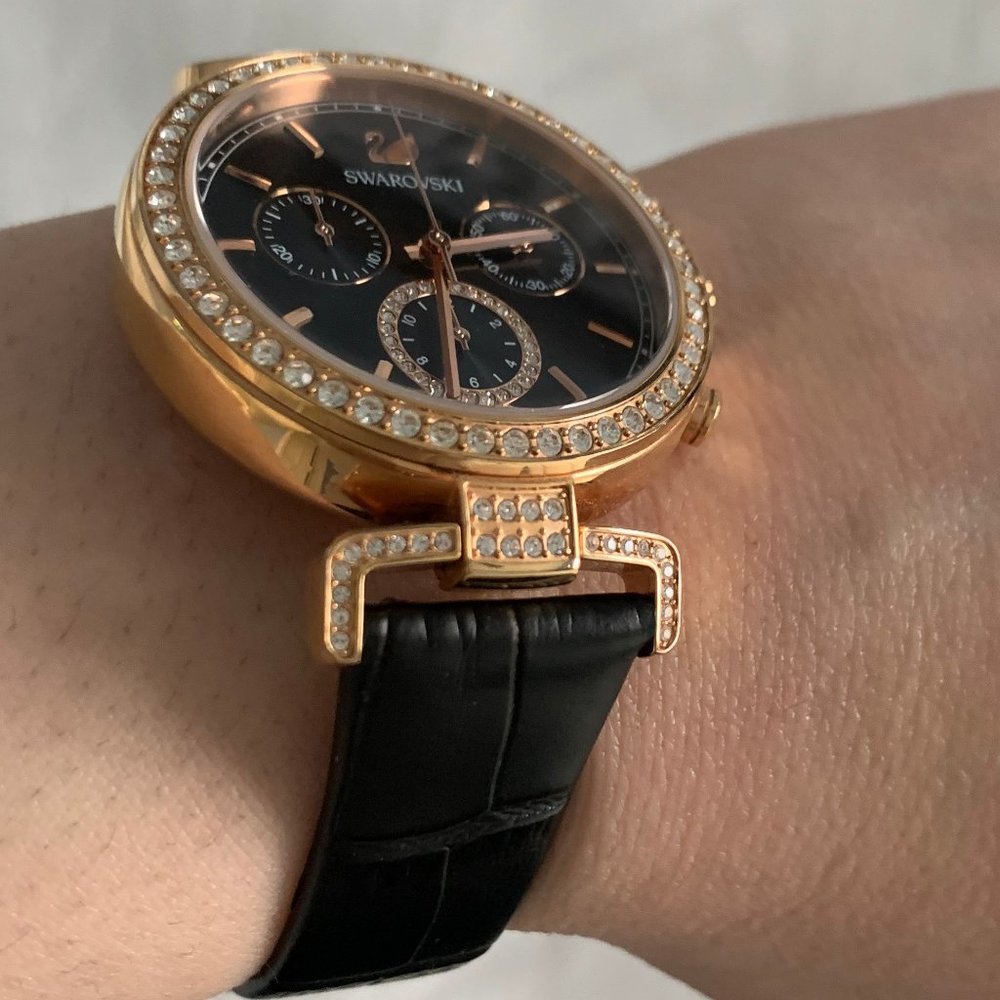 Swarovski Crystal and Rose Gold Chronograph Watch!